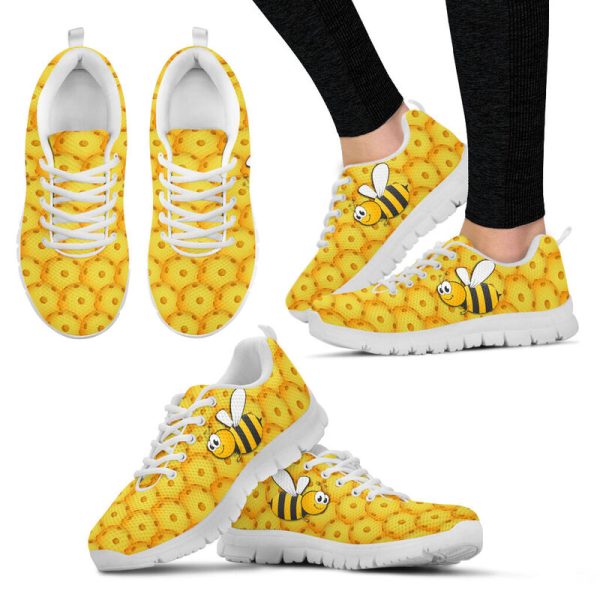 Pickleball Ball Yellow Pattern Bee Shoes Sneakers, Running Shoes, Shoes For Womens, Mens, Custom Shoes, Low Top Shoes, Customized Sneaker